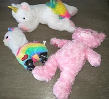 GIRLS PLUSH ANIMALS PINK CAT BUILD A BEAR RAINBOW LLAMA WHITE LLAMA SAFEFILL STU