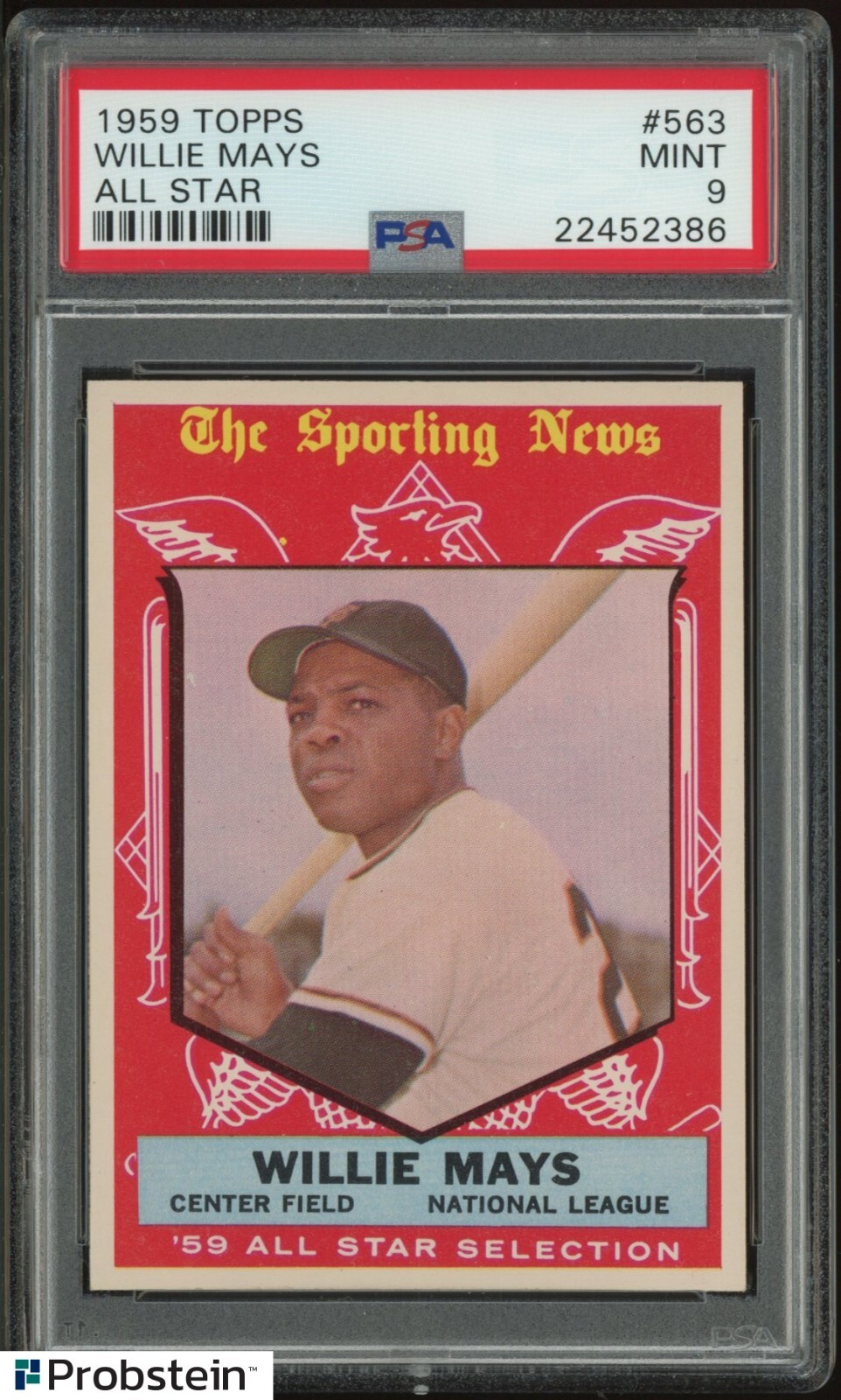 1959 Topps #563 Willie Mays San Francisco Giants All Star HOF PSA 9 PACK FRESH
