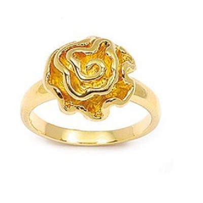 Bague Fleur Rose 3D Dolly-Bijoux - Taille 52, Plaqué Or 18K, Neuve Avec étiquette