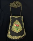 Pouch Bag Small Michal Negrin crystals flowers Long Metal Chain fabric Israel