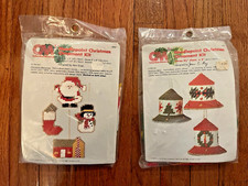 Lot 2 Vintage Columbia Minerva Needlepoint 3D Christmas Ornament Kits 8302 8304