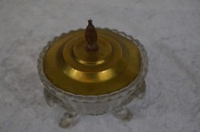 ANTIQUE STORAGE BIN CRYSTAL CHISELED AND BRONZE WITH STATUE OF THE VIRGIN MARIE