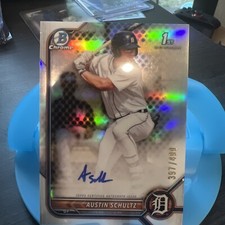 Austin Schultz 2022 Bowman Chrome CPA-AST 1st Refractor Auto SP RC /499 Tigers