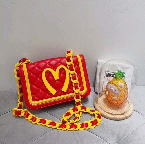 AW14 MOSCHINO McDonald’s Fast Food '20 Billion Served' Quilted Red Shoulder Bag
