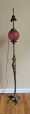 Antique P E GUERIN Brass Bird Of Prey Eagle Floor Lamp Victorian