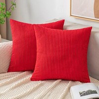 Kissenbezug Kordsamt 50X50Cm Dekorative Zierkissen Rot 2Er Set