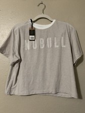 No Bull Women Size L Oatmeal White Boxy Short Sleeve Shirt