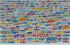 James Rizzi TRAFFIC cars 1988 2x Hand Signed 3-D  Serigraph Pop Art framed RARE!