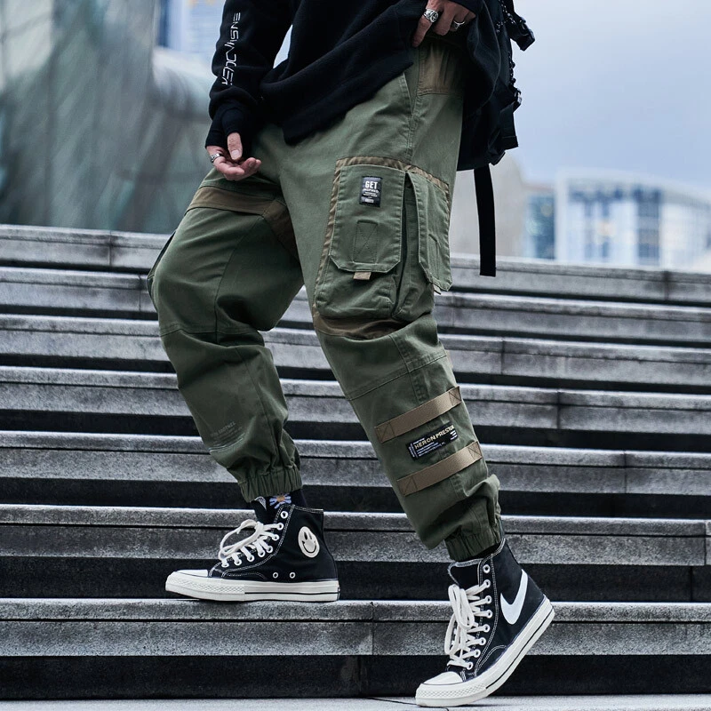 Side Pockets Hip Hop Techwear Joggers Men Streetwear Trousers Pants Cargo  mens