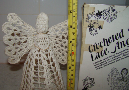 Vintage 1981 Lillian Vernon Crocheted Lace Angel Christmas Tree Topper - Picture 2 of 9