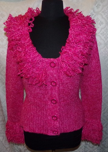 Bright Pink Cardigan Sweater 