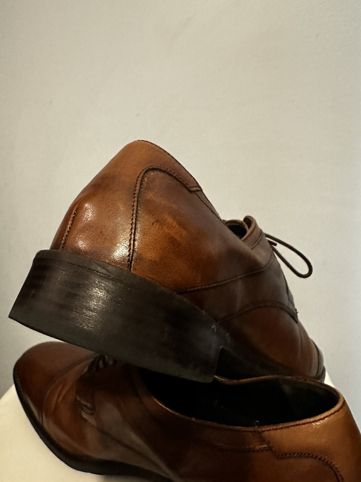 SAOLA Johnston Murphy Larsey 2 taglia 12 M tomaia in pelle con cappuccio e lacci Oxford marrone
