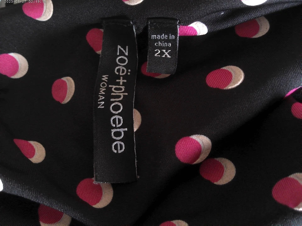 VESTIDO ZOE+PHOEBE MUJER TALLA 2X NEGRO CON LUNARES ROSAS Y BLANCOS Foto 4 de 4