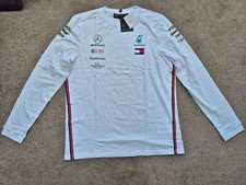 OFFICIAL 2022 MERCEDES F1 TEAM MERCHANDISE MENS LS WHITE T-SHIRT XL FORMULA 1 F1