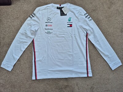OFFICIAL 2022 MERCEDES F1 TEAM MERCHANDISE MENS LS WHITE T-SHIRT XL FORMULA 1 F1