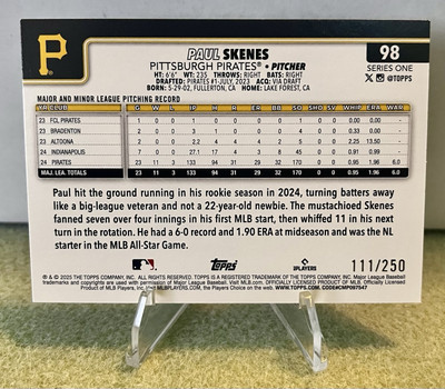 2025 Topps Series 1 Paul Skenes Purple Parallel /250 | eBay