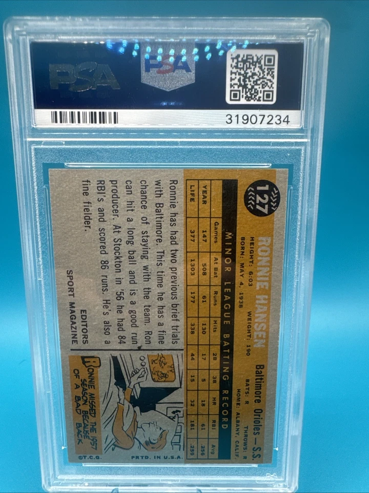 1960 Topps - Sport Magazine 1960 Rookie Star Ron Hansen #127 - Image 2 of 2