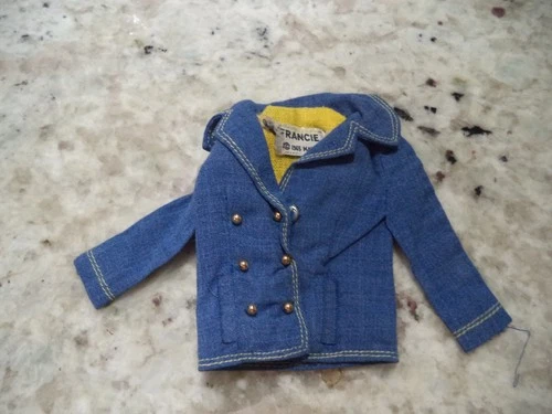 DENIMS-ON 1290 * Blue Pea Coat  * 1967 Vintage Mod Francie Mattel * Near Exc