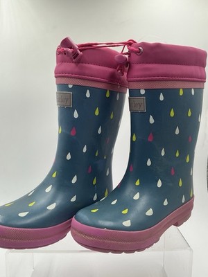 HATLEY LINED RUBBER RAIN BOOTS / GALOSHES/  Tiny Drops  Kid s Size 11