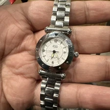 Working ESQ Esquire Swiss 100454 Quartz Steel Silver Date Ladies Watch 25mm 6.5”