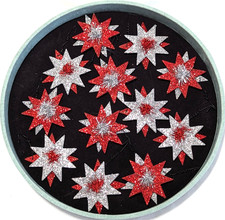 Double Star Christmas Ornaments Red Silver Tinsel Glitter