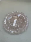#N53- VTG Uranium Glass Cabbage Leaf Plate  Pink Depression Glass Trinket Candy