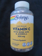 Solaray Vitamin C with Rose Hips  Acerola  Immune System 500 mg 250 Vegcaps