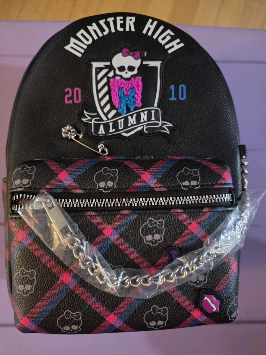 Monster High Alumni Black Mini Backpack with Pink & Blue Plaid. Hard to find. Monster High Plaid Chain Mini Backpack | Hot Topic main image 4