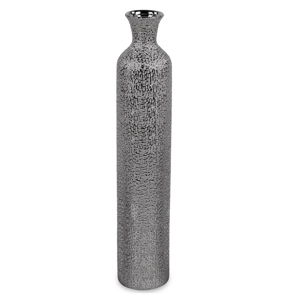 Bodenvase, Flaschenvase HELSINKI H. 72cm silber grau Keramik Formano