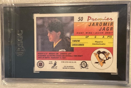 1990-91 O-PEE-CHEE OPC Premier Hockey #50 Jaromir Jagr Penguins SGC 9,5 - Foto 2 di 2