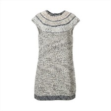 Chanel Coco Button 19A Wool Knit dress 38 Ladies' White P61623K47214 Tweed stor