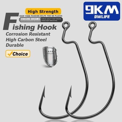 25~100Pcs EWG Hooks for Bass Fishing Offset Worm Hook Texas Rig Hooks Live Bait