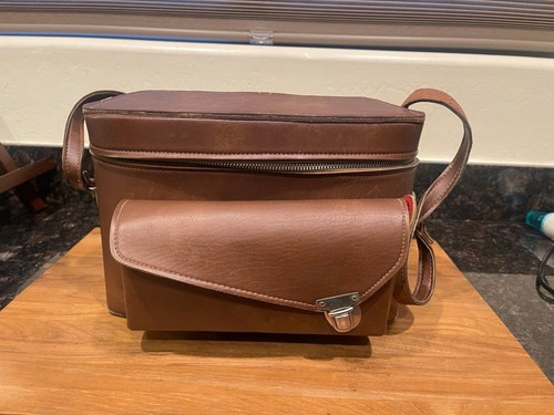 Vintage Hard Brown Leather Camera shoulder bag