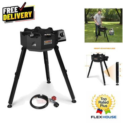 #ad 65000BTU Portable Propane Gas Burner with Adjustable Legs for Outdoor Cooking $200.24