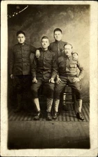 WWI real photo RPPC ~ group of US Army soldiers in uniform ~ spats