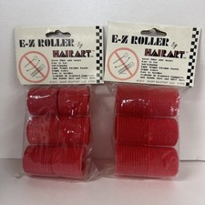 2 Pack - E-z roller self gripping Short bouffant red 6 pcs , 1.5 inch Diameter