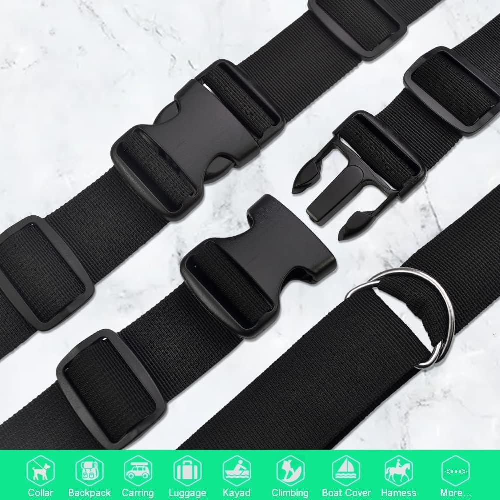 CooBigo 3/4 Inch Buckles Straps Set 6 Yards Black Nylon 