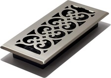 NKL Scroll Floor Register, 4x10, Brushed Nickel Finish