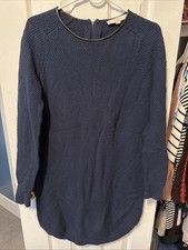 Ann Taylor LOFT Sweater Dress Navy Blue Medium NWT Back Zip Long Sleeve DAMAGED
