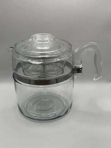 Vtg Pyrex 9 Cups 7759 Glass Percolator Coffee Pot Minor Chips Old Handle Repair