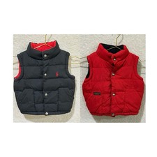 Polo Ralph Lauren Toddler Black Red Puffer Vest Reversible Down Fill Size 2T