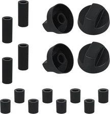 4-Pack Stove Oven Range Control Knobs Black w/ 12 Adapters Replacement Part
