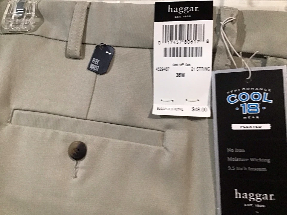 MEN Haggar 21 String 36w Pleated Light Stone Golf Shorts.NEW W/ TAG - Image 2 of 4