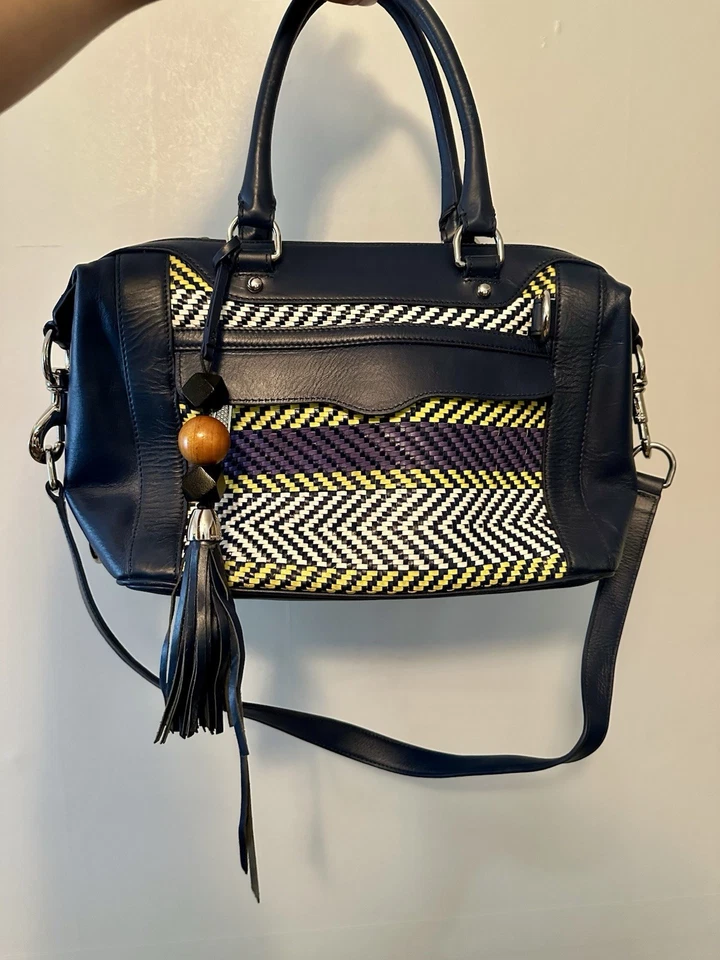 Bolso Bandolera Rebecca Minkoff Para Mujer Azul Marino Púrpura Diseño Tejido Cuero Foto 2 de 4