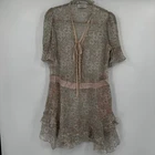 Coach 1941 100% Silk Floral Ruffle Mini Dress Size 6 Cottagecore Ethereal Fairy