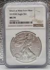 2019-(W) Silver Eagle Struck at West Point NGC MS70 1 oz .999 Silver Perfect ASE