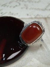 Antik Art Déco Ring Gr. 55 aus Silber 935 mit Karneol Stein Schmuck