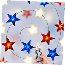 4th of July Decorations Red White and Blue String Lights Battery Operated 16FT