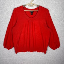 Lane Bryant Red Sweater Size 26 28 Puff Sleeve Feminine Romantic Holiday Career
