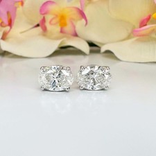 4.2 Ct Certified White Diamond Lab Grown Silver Earrings Prong Gift For Her 925